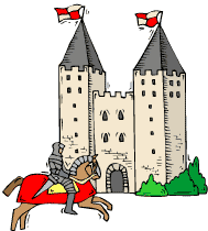 COLORIAGE DU CHEVALIER - Le chevalier devant son chateau fort